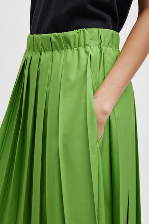 Tibi Pleated Pull On Skirt Lime