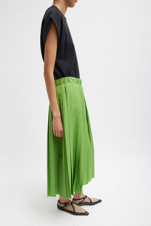 Tibi Pleated Pull On Skirt Lime