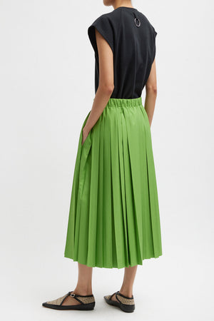 Tibi Pleated Pull On Skirt Lime