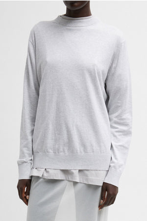 Tibi Super Fine Perfect Pullover Light Heather Grey