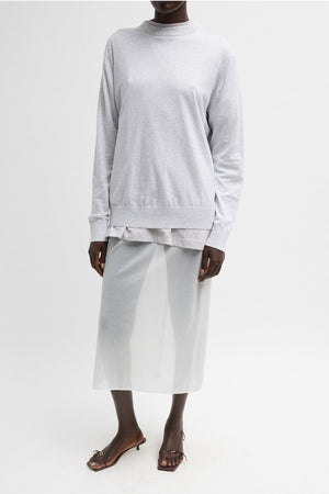 Tibi Super Fine Perfect Pullover Light Heather Grey