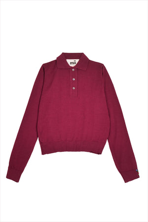 Mii Full Sleeve Embroidered Polo Sweater Bordeaux