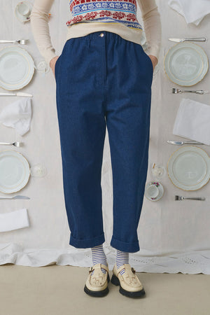 Mii Kika Denim Embroidered Pant Blue