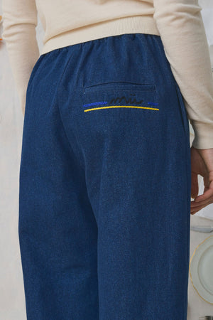 Mii Kika Denim Embroidered Pant Blue