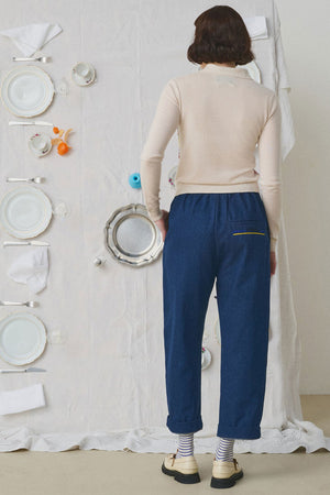 Mii Kika Denim Embroidered Pant Blue