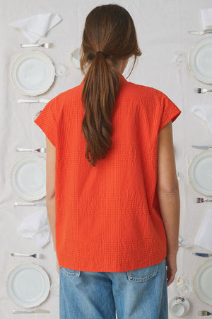Mii Anne Handwoven Cotton Silk Top Orange