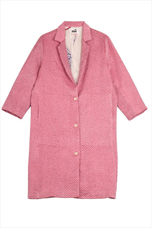 Mii Doniv Embroidered Silk Kantha Coat Pink