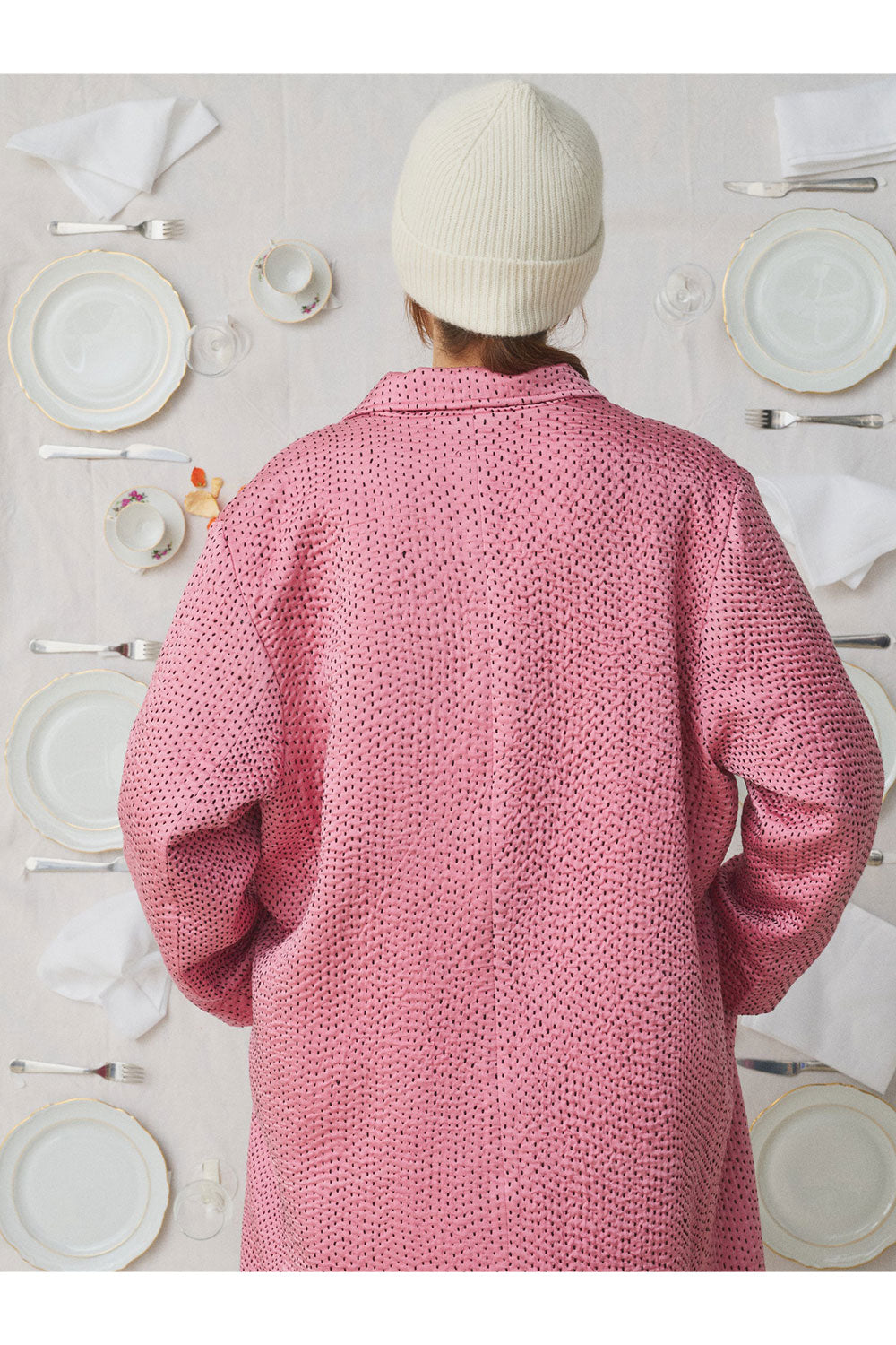 Mii Doniv Embroidered Silk Kantha Coat Pink