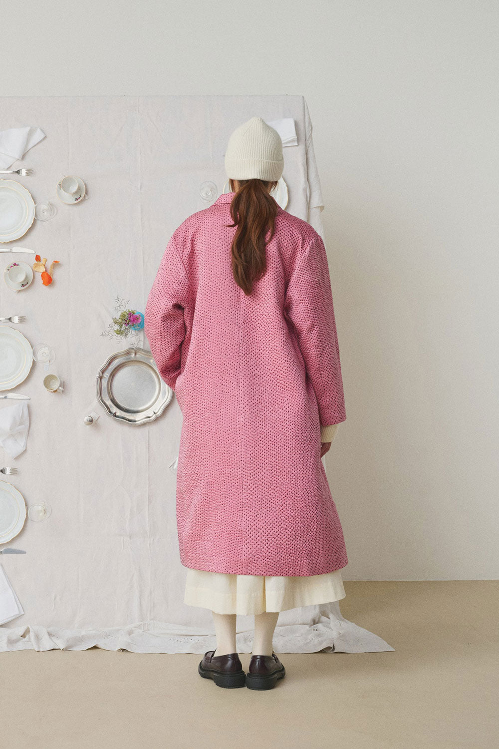 Mii Doniv Embroidered Silk Kantha Coat Pink