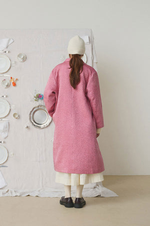 Mii Doniv Embroidered Silk Kantha Coat Pink