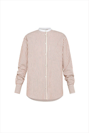 forte_forte Oxford Stripe Grandfather Shirt Saffron