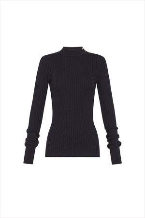 forte_forte Ribbed Turtleneck Sweater Notte