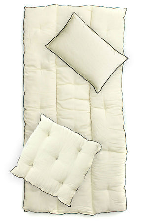 Tensira Rectangular Mattress Off White Black Piping