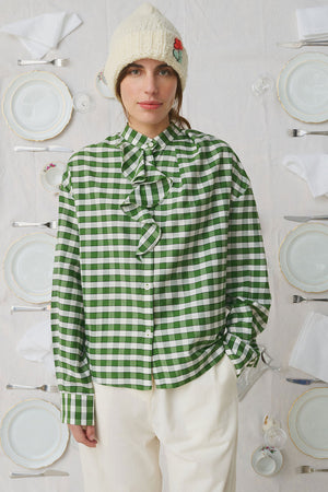 Mii Jabo Handwoven Cotton Silk Shirt Green