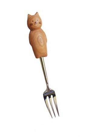 Hand-Carved Kitten Fork