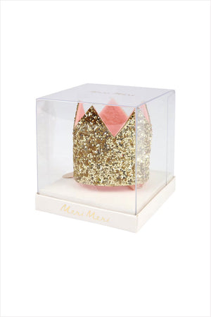 Mini Gold Glitter Crown Hair Clip
