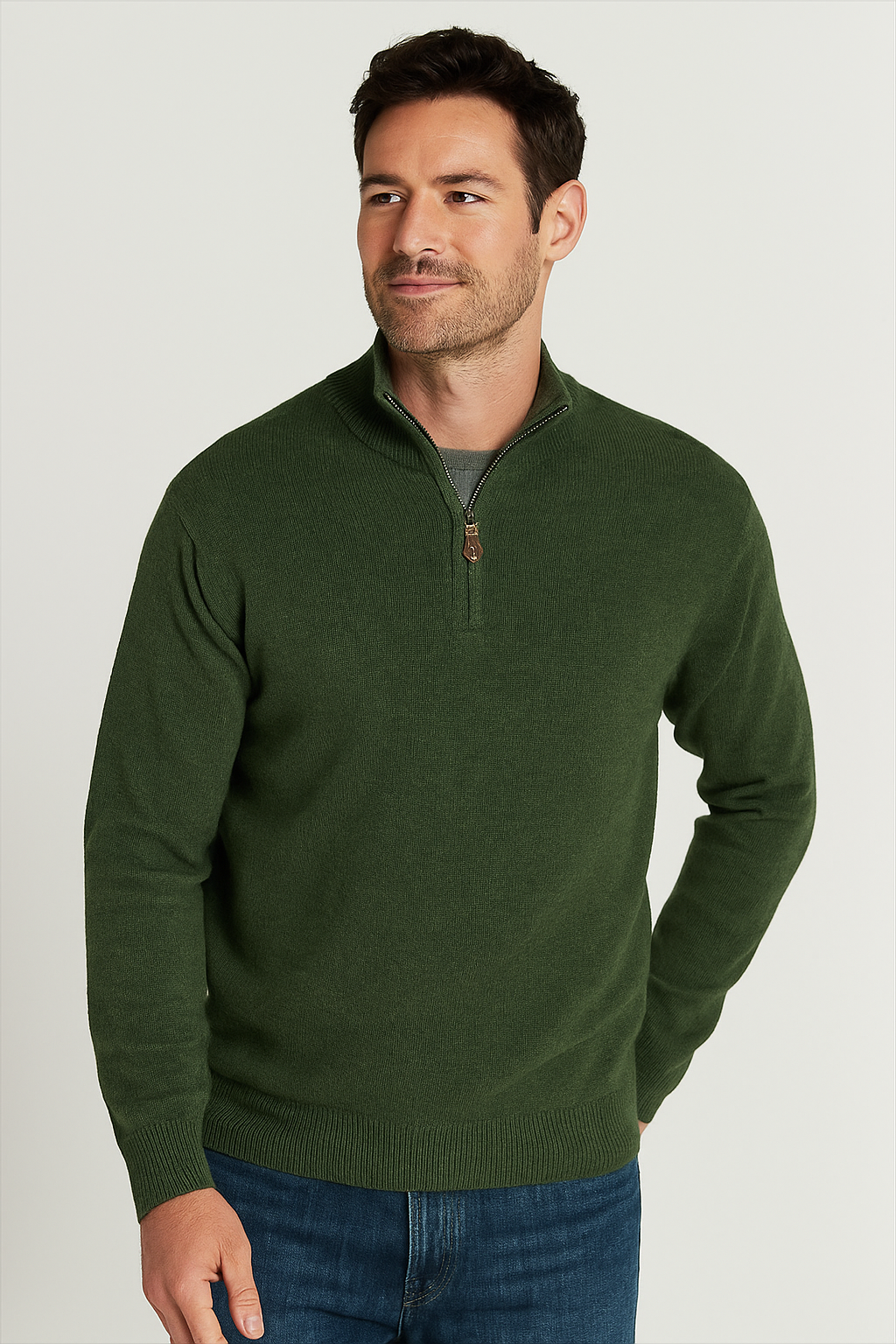 Alan Paine Hanbury Half Zip Sweater Rosemary