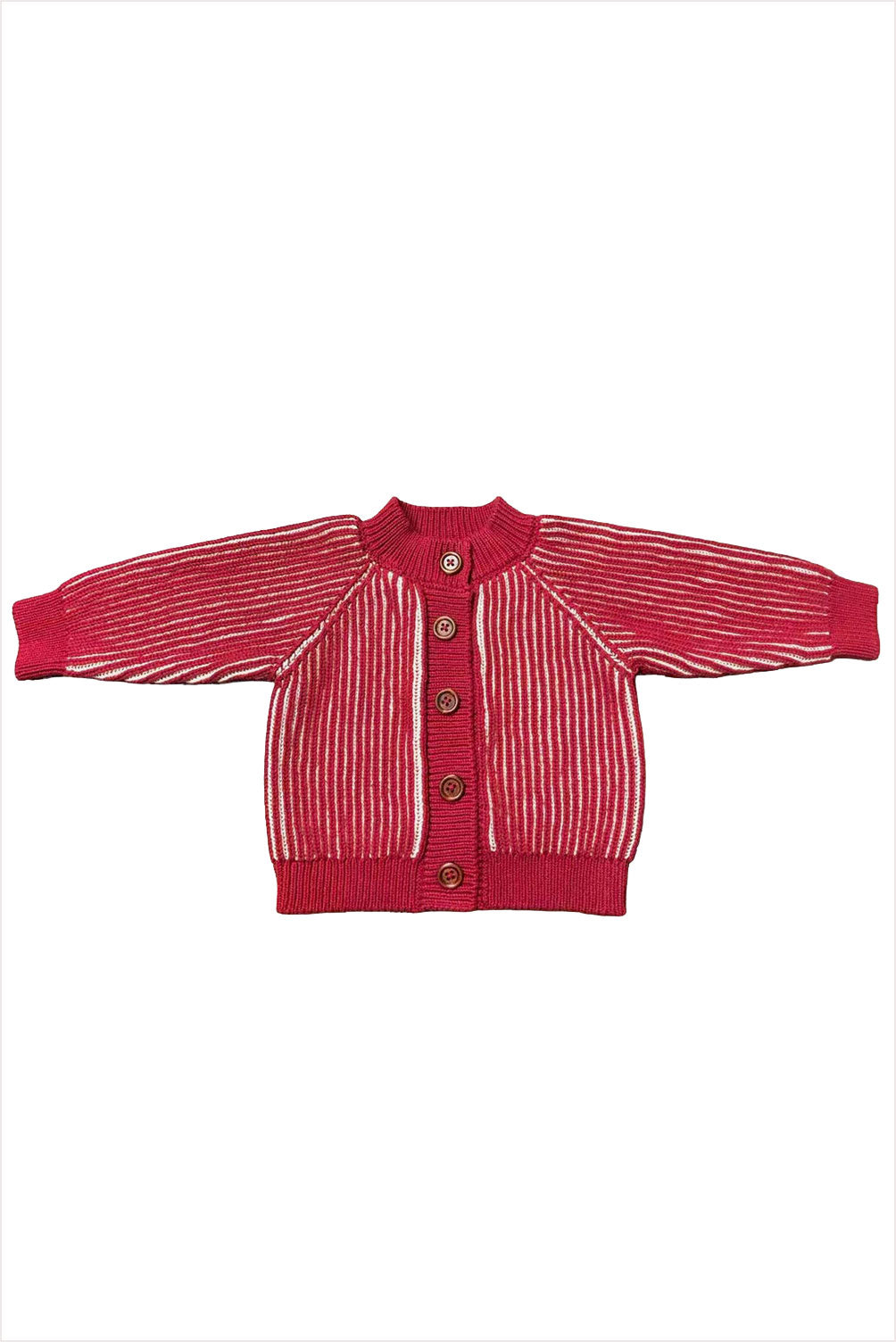 Cotton Brioche Baby Cardigan Red