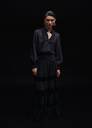 Loretta Caponi Argenta Blouse Black Georgette