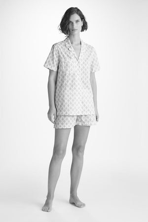 Derek Rose Women's Shortie Pajama Set Amalfi Mint 1
