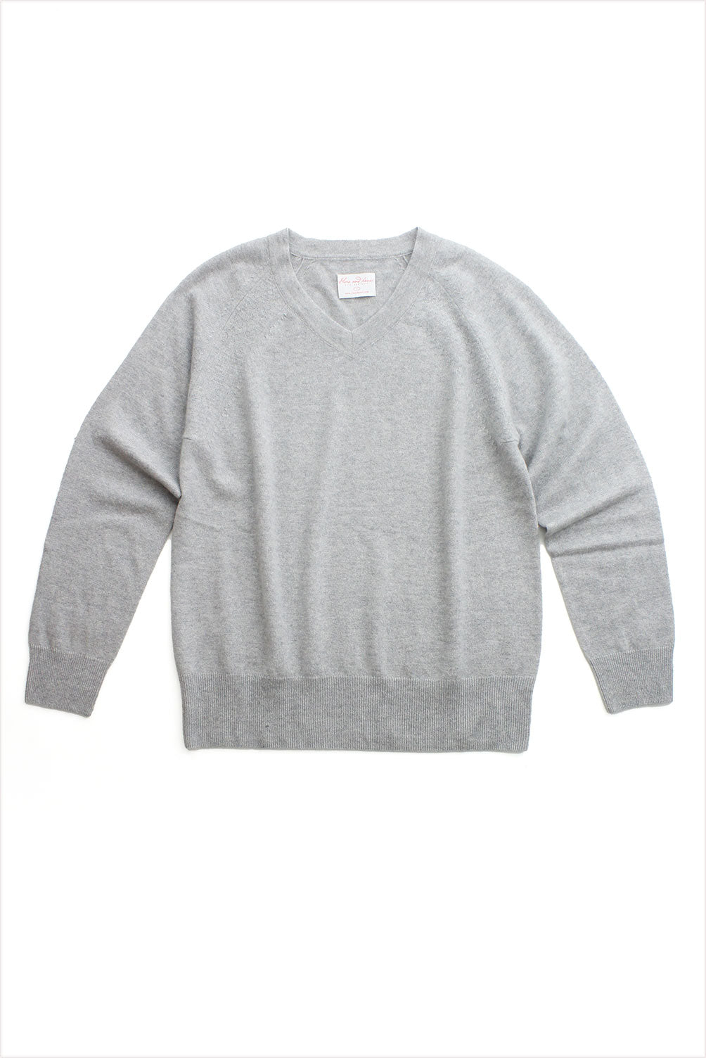 F&amp;H Cashmere V-Neck Heather Gray