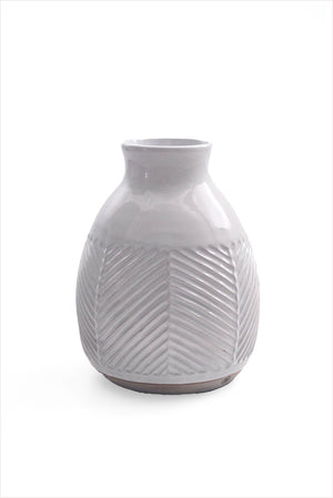 Chevron Pot Glossy White