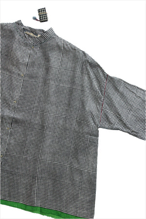 Injiri Folklore Blouse 86 Tiny Black & White Plaid