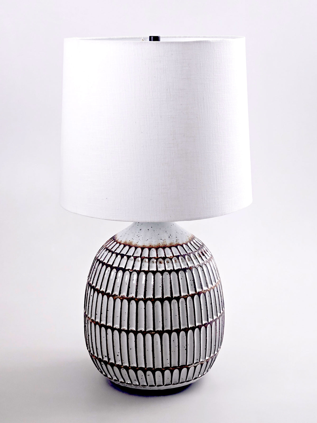 Carved Lamp Brown and White