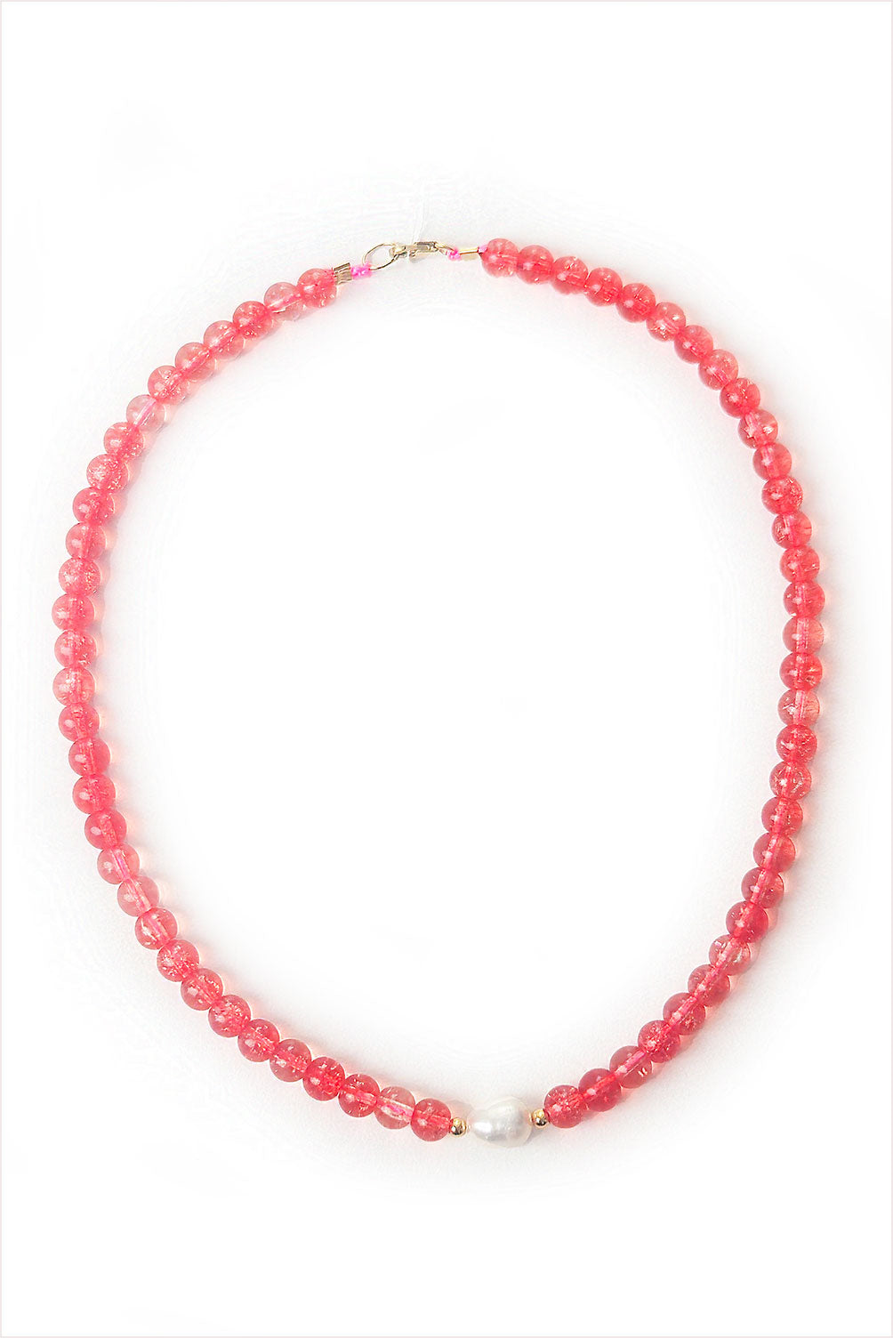 Apricot Quartz and Pearl Necklace