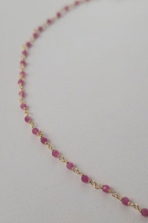 Pink Tourmaline Beaded Necklace