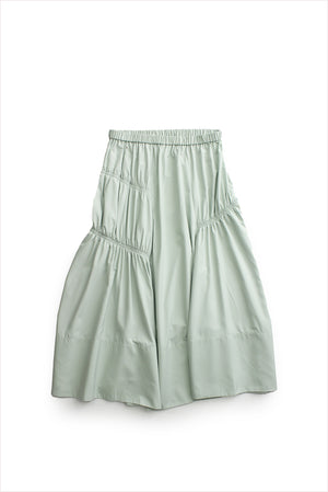 Tibi Resort Shirred Paneled Skirt Lido Green