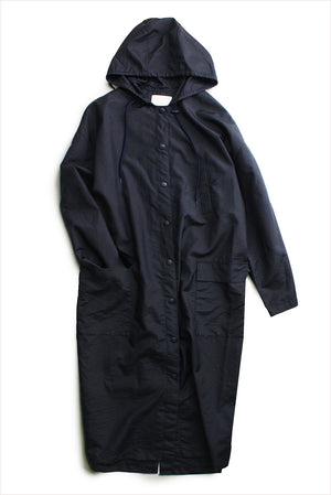 Tibi Crispy Nylon Hooded Coat Navy