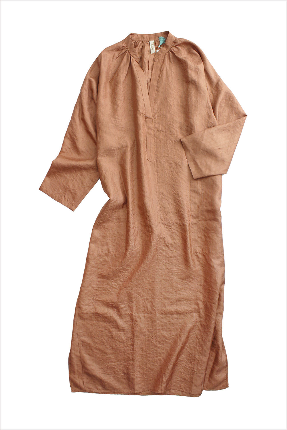 Two New York Caftan with Copper Stripe Terracotta, Handwoven Silk, One Size Fits Best 4-12, Female Two New York Caftan with Copper Stripe Terracotta, Handwoven Silk, One Size Fits Best 4-12, Female