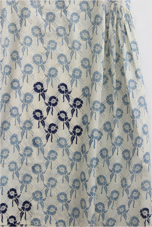 Injiri Amber 156 Slip Dress White with Blue Flowers