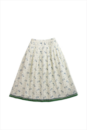 Injiri Amber 149 Skirt White with Blue Florals and Dots