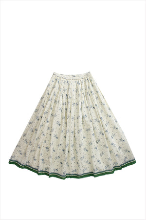 Injiri Amber 149 Skirt White with Blue Florals and Dots