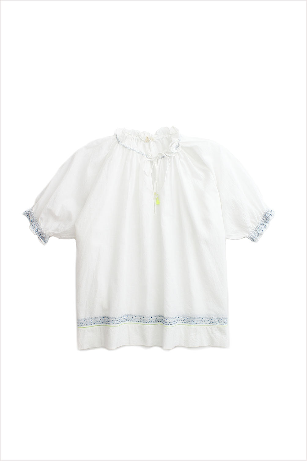 Injiri Amber 41 Top White with Yellow and Blue Embroidery