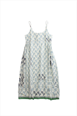 Injiri Amber 156 Slip Dress White with Blue Flowers