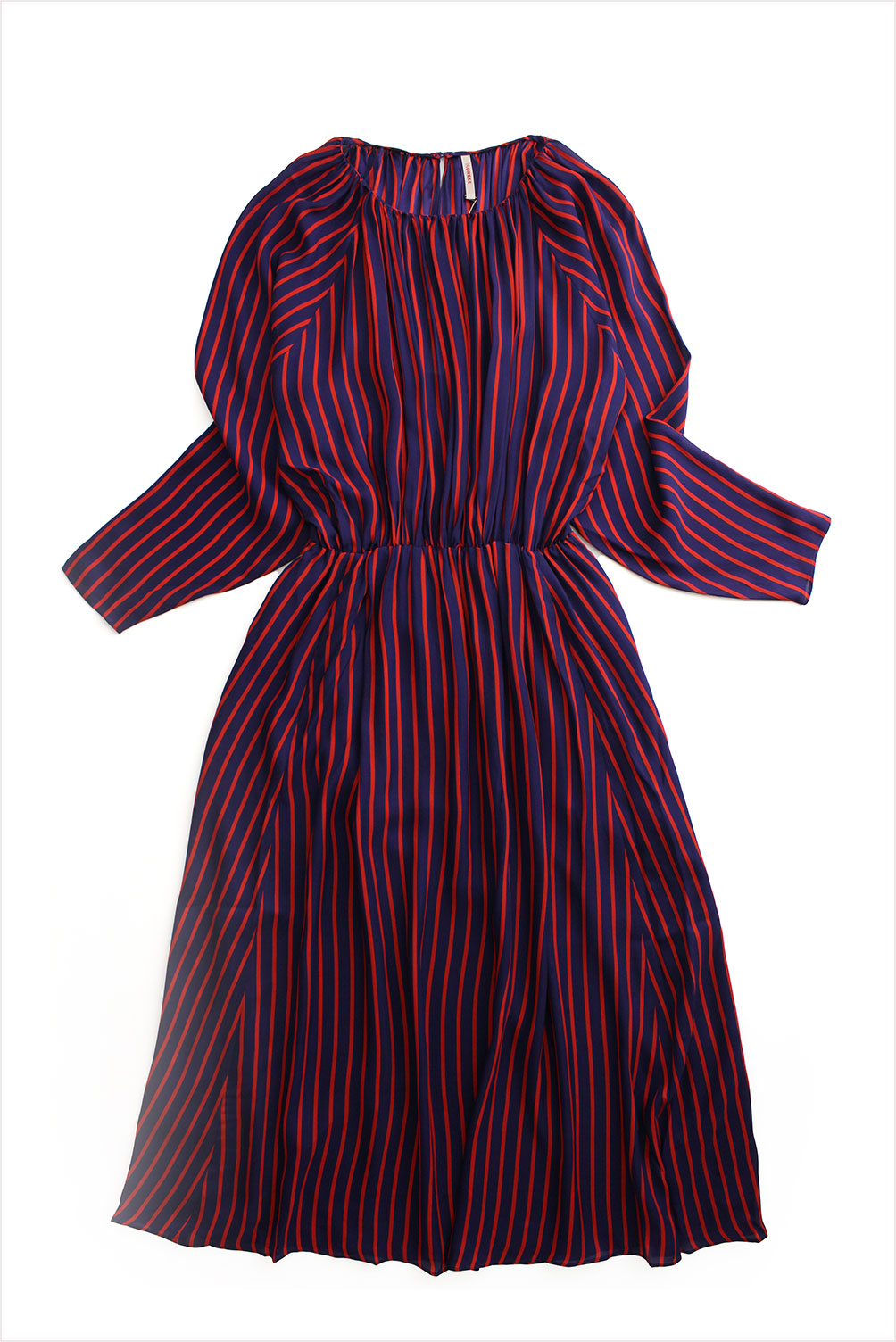 Indress Escaut Silk Stripe Dress Scarlet Blue