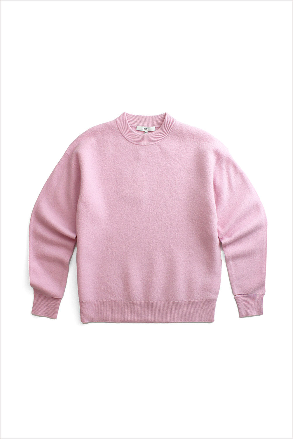 Tibi Wool Crewneck Easy Pullover Pink