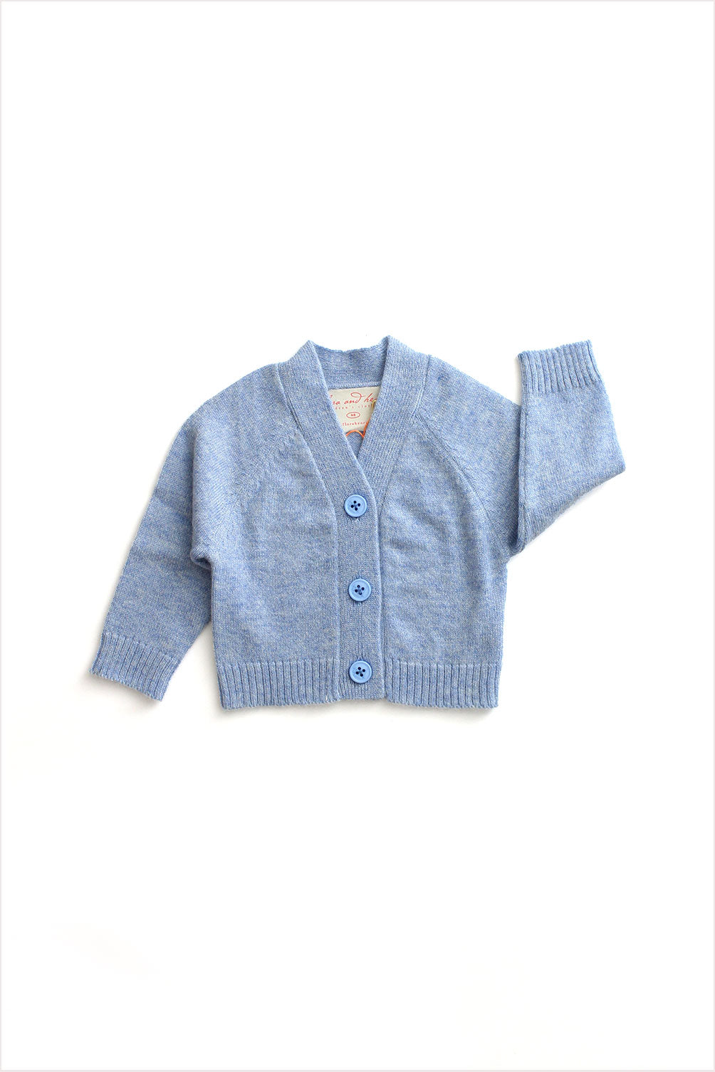 Cashmere Baby V-Neck Cardigan Bright Blue Melange