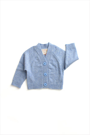 Cashmere Baby V-Neck Cardigan Bright Blue Melange