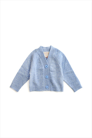 Cashmere Baby V-Neck Cardigan Bright Blue Melange
