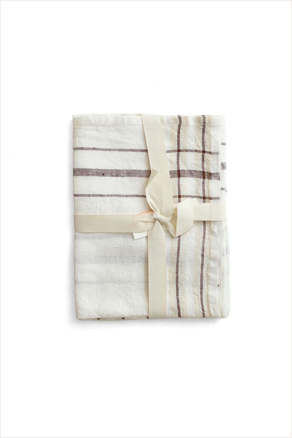 Brogue Stripe Linen Tea Towel Set Dune
