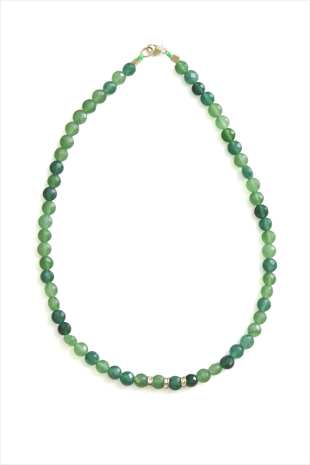 Green Quartz and Pave Sapphire Spacer Necklace