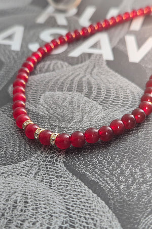 Carnelian With Pave Spacer Beaded Necklace