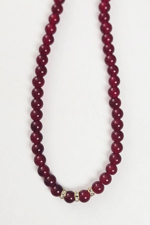 Carnelian With Pave Spacer Beaded Necklace
