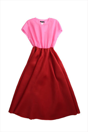 Louiza Babouryan Silk Satin Dress Red Watermelon