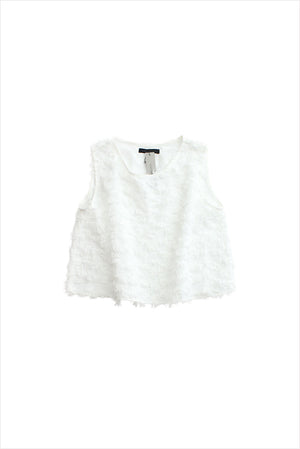 Louiza Babouryan Eyelash Cotton Top White