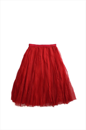 Louiza Babouryan Silk Organza Skirt Red